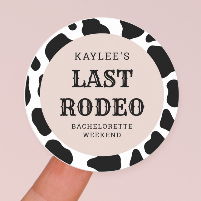 Sticker Rond Dernière Cowgirl Rodéo Fête de Bachelorette Week-e (Créateur téléchargé)