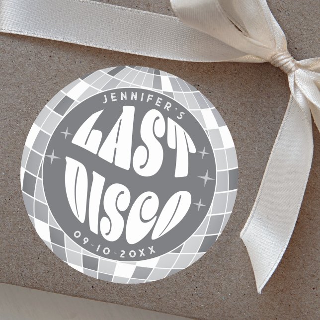 Sticker Rond Dernière Disco 70s Rétro Groovy Enterrement de Vie (Créateur téléchargé)
