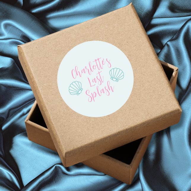 Sticker Rond Dernière Éclaboussure Soirée de Filles de la Plage (Last Splash Seashell Beach Bachelorette Party Classic Round Sticker)