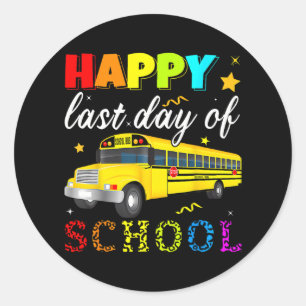 Sticker Rond Dernière Journée De Conducteur D'Autobus Scolaire