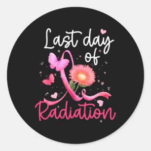 Sticker Rond Dernière Journée De Radiation Florale Coeur Cancer