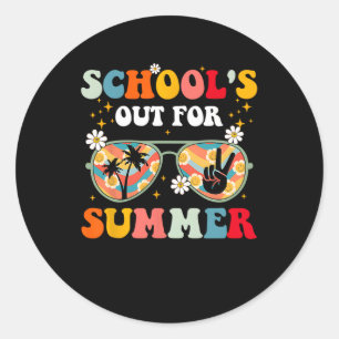 Sticker Rond Dernière journée d'école dehors pour les garçons d