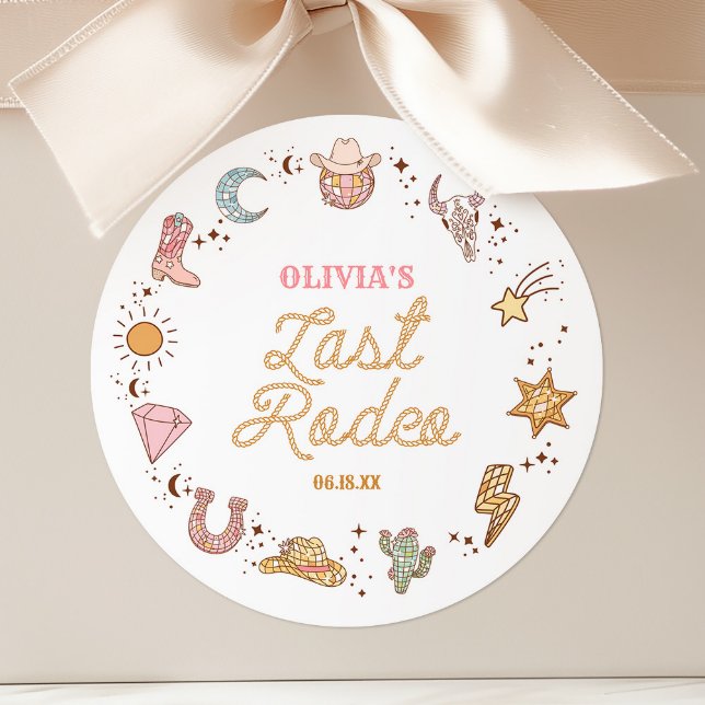 Sticker Rond Dernière Rodéo Disco Cowgirl Enterrement de Vie de (Créateur téléchargé)