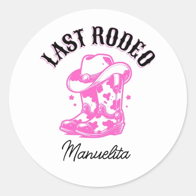 Sticker Rond Dernière rodeo Fête de Bachelorette Cowgirl Rose (Devant)