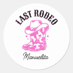 Sticker Rond Dernière rodeo Fête de Bachelorette Cowgirl Rose