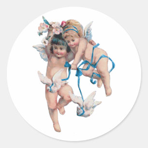STICKER ROND DES ANGELS DE PAIX SUR LA TERRE LE BIEN VA VERS LE