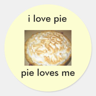 Sticker Rond des autocollants, j'aime le tarte, tarte m'aime