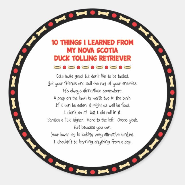 Sticker Rond Des Choses Drôle Apprises De La Nouvelle-Écosse Du (Devant)