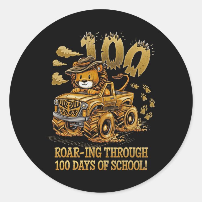 Sticker Rond Des Cours De 100 Jours À L'École (Devant)