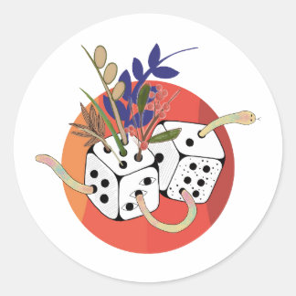 Sticker Rond Dés dans un univers parallèle