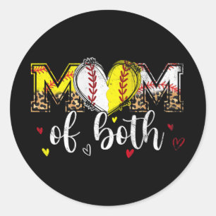 Sticker Rond Des Deux Soirées De Baseball Coeur Leopard Mères D