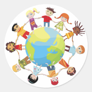 Sticker Rond Des enfants pour la paix mondiale