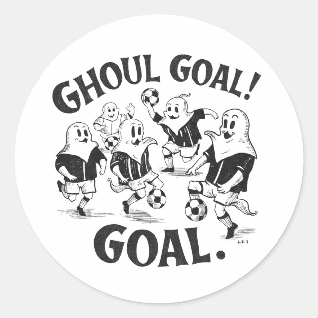Sticker Rond Des fantômes jouent au football (Devant)