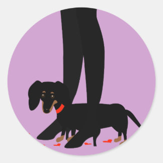 Sticker Rond Des filles de la nuit teckel -