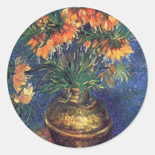 Sticker Rond Des frères dans un vase de cuivre par Van Gogh