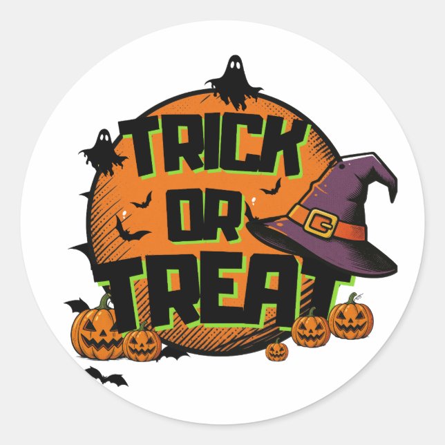 Sticker Rond Des friandises ou un sort  (Devant)