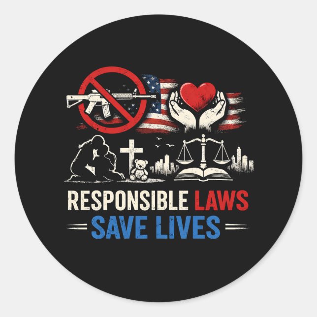Sticker Rond Des lois responsables sauvent des vies (Devant)