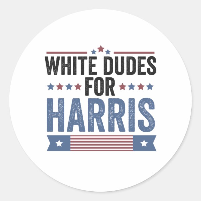 Sticker Rond Des Mecs Blancs Pour Harris Appuient Le Président  (Devant)