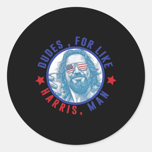 Sticker Rond Des Mecs Pour Comme Harris Man Kamala Wheimer Funn (Devant)