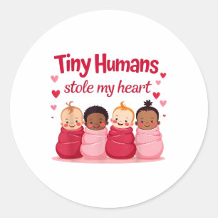 Sticker Rond Des minuscules humains m'ont volé le coeur Valenti