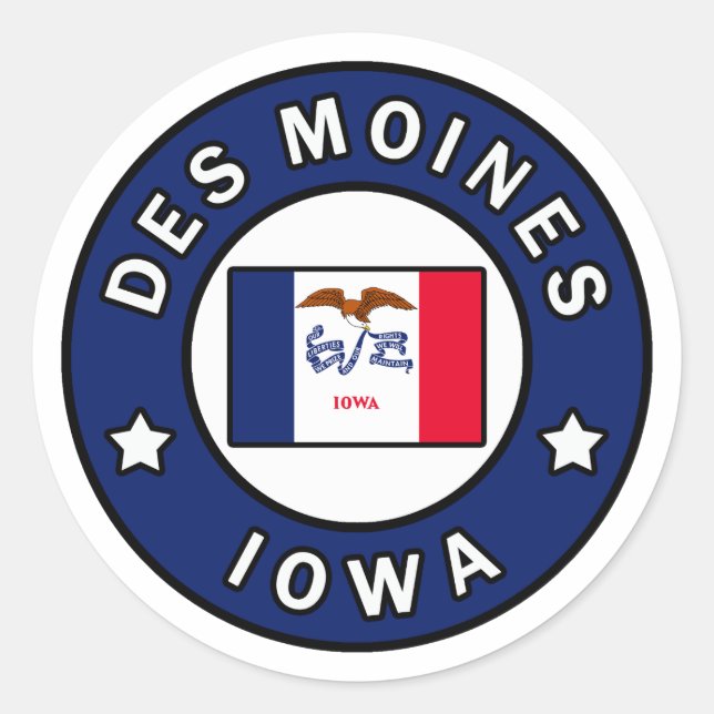 Sticker Rond Des Moines Iowa (Devant)