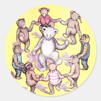 Sticker Rond Des nounours jouent à l'anneau autour de la Rosie