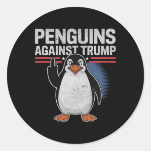 Sticker Rond Des palmes de pingouin contre Trump résistent enco