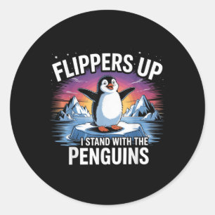 Sticker Rond Des Palmes En Haut Je Me Trouve Avec Les Pingouins