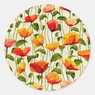 Sticker Rond Des pavots brillants
