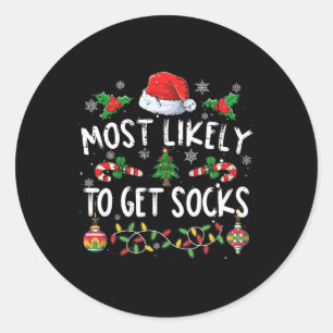 Sticker Rond Des Pyjamas De Noël En Famille Amusants Très Susce