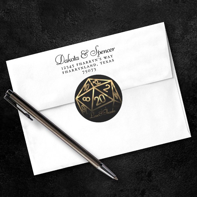 Sticker Rond Dés RPG | Imaginaire Or Tabletop PnP Gamer Personn (Créateur téléchargé)