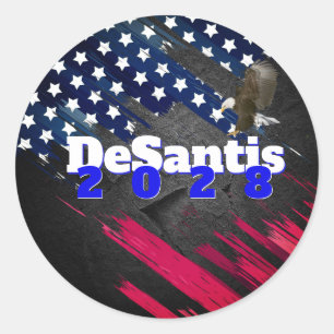 Sticker Rond DeSantis 2028 sur Drapeau