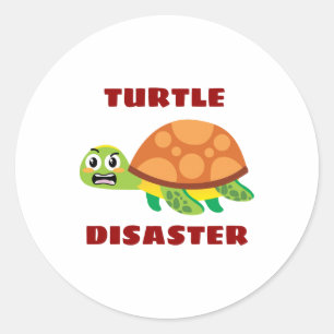 Sticker Rond Désastre Tortue Pun de Tortue