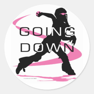 Sticker Rond Descendre Pink Catcher Softball