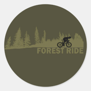 Sticker Rond Descente VTT en forêt Vélo de montagne