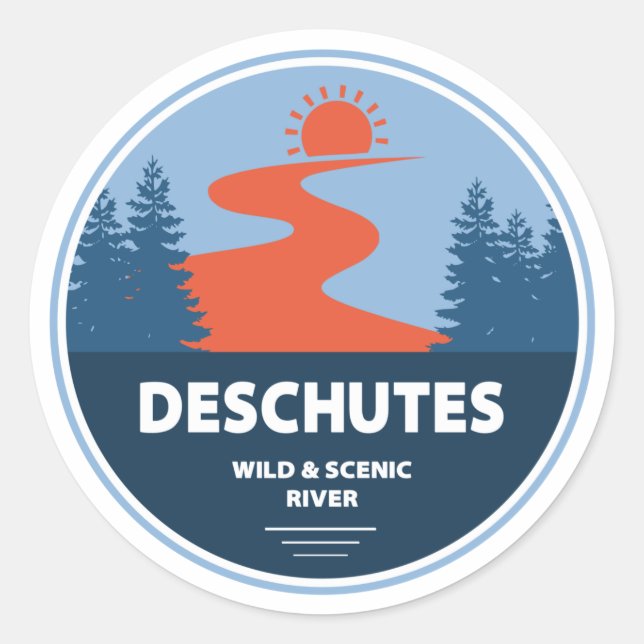 Sticker Rond Deschutes Rivière Sauvage Et Pittoresque, Oregon (Devant)