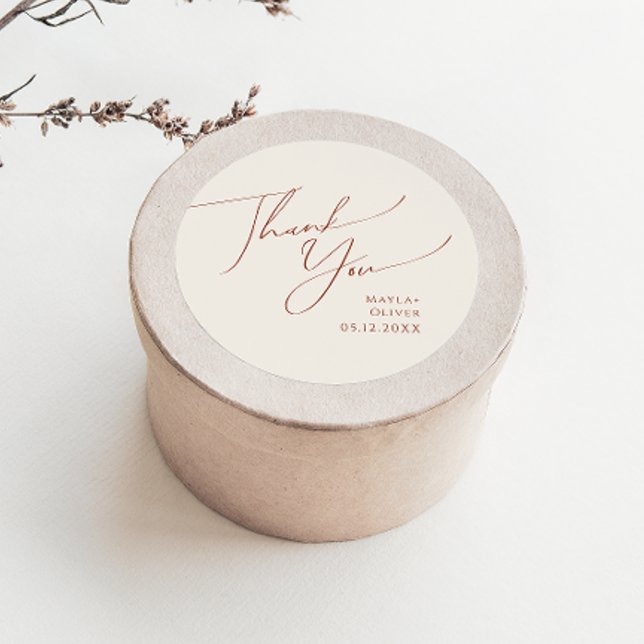 Sticker Rond Désert de Whimsical | Faveur de mariage Merci beig (Créateur téléchargé)