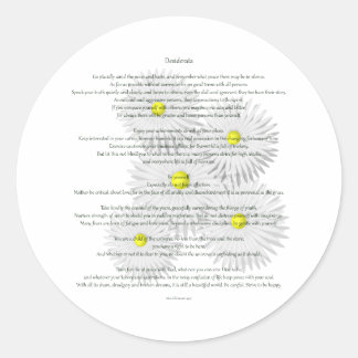 Sticker Rond Desiderata avec des marguerites