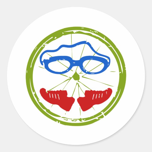 Sticker Rond Design artistique cool de triathlon (Devant)