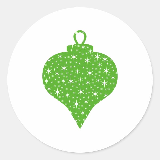Sticker Rond Design Bauble de Noël Vert. (Devant)