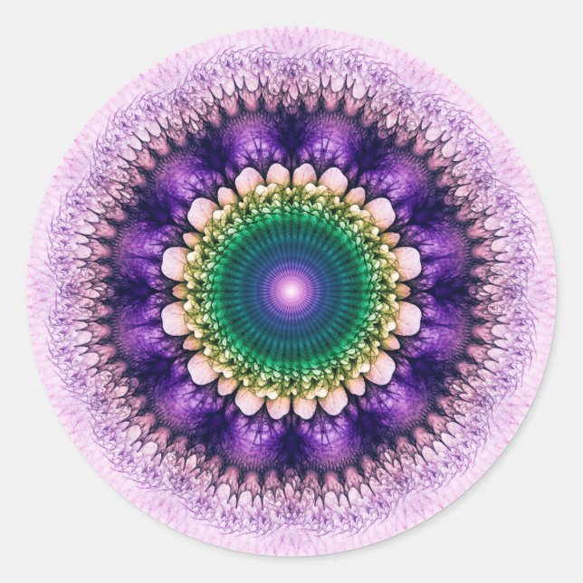 Sticker Rond Design bleu fractal naturel (Devant)