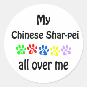 Sticker Rond Design chinois de Shar-Pei