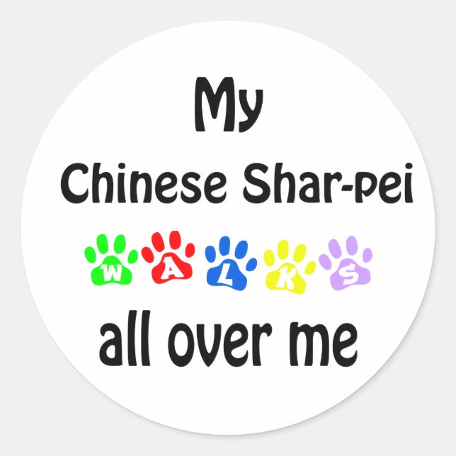 Sticker Rond Design chinois de Shar-Pei (Devant)