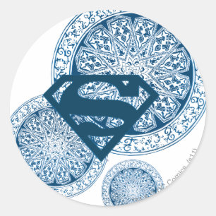 Sticker Rond Design circulaire bleu supergirl