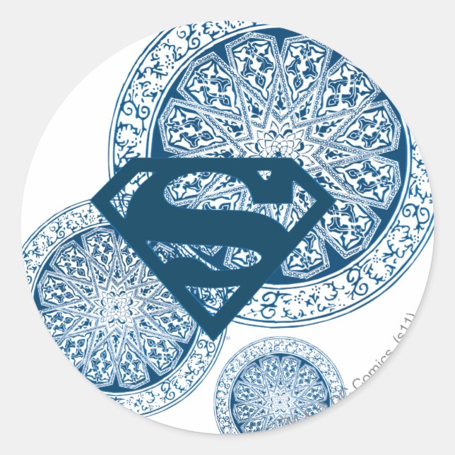 Sticker Rond Design circulaire bleu supergirl (Devant)