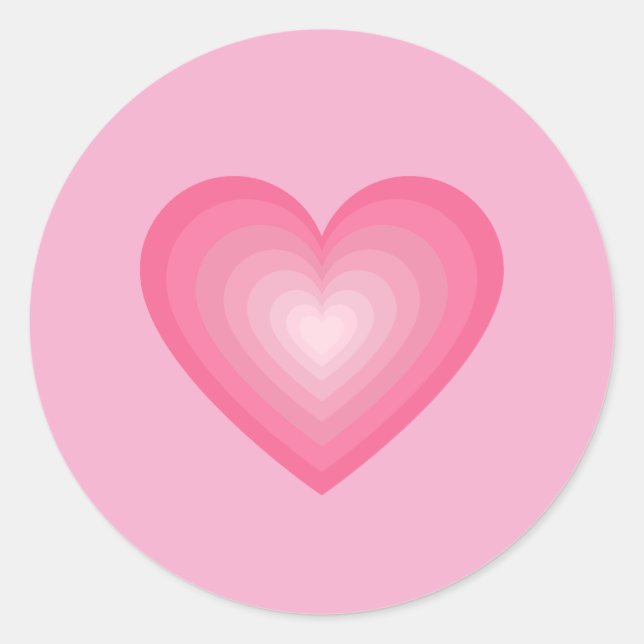 Sticker Rond Design Coeur rose Gradient - Pastel Pink Love Sign (Devant)