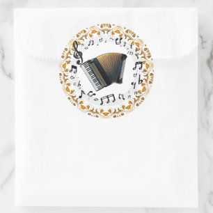 Sticker Rond Design d'accordialité en noir et or élégant