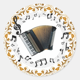 Sticker Rond Design d'accordialité en noir et or élégant
