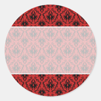 Sticker Rond Design Damas rouge et noir.
