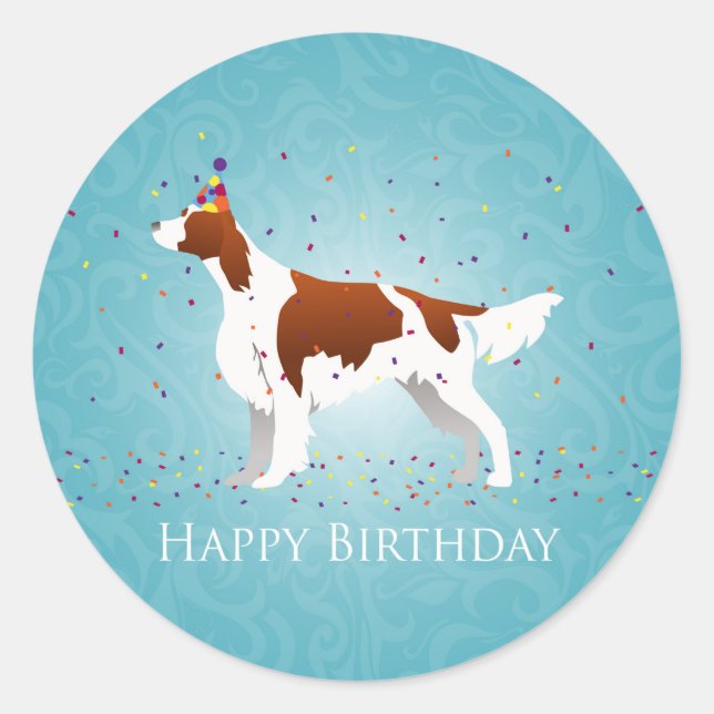 Sticker Rond Design d'anniversaire irlandais rouge et blanc (Devant)